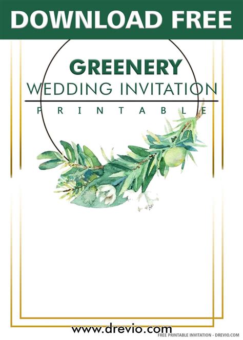 Free Printable Round Greenery Wedding Invitation Templates