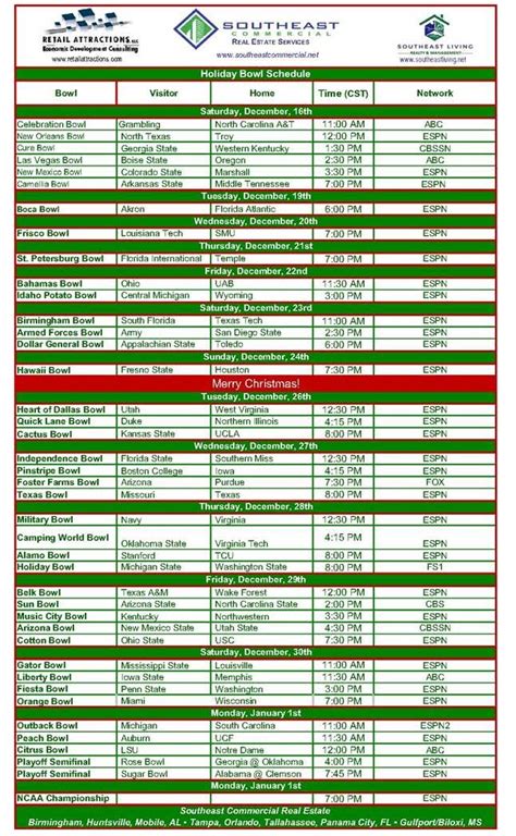 NCAA College Football TV Schedule