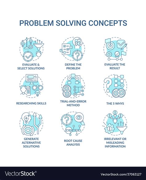 Problem Solving Blue Concept Icons Set Royalty Free Vector