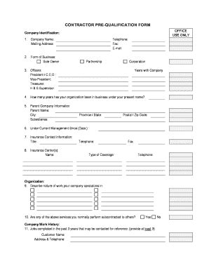 CONTRACTOR PRE QUALIFICATION FORM St Clair Fill And Sign Printable