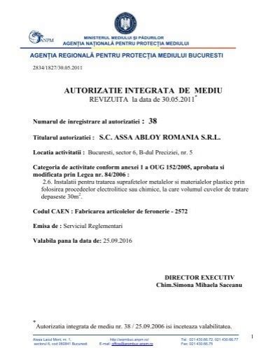 Autorizatie Integrata De Mediu Agentia Pentru Protectia Mediului