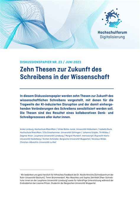 PDF Zehn Thesen Zur Zukunft Des Schreibens In Der Wissenschaft