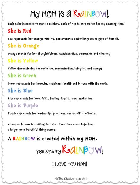 Mother S Day Poem And Craft The Educators Spin On It