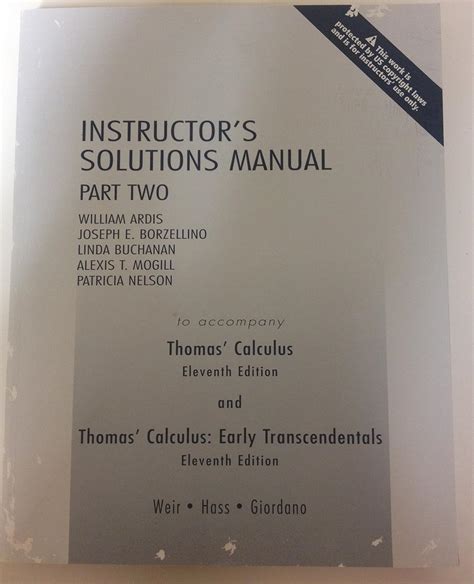 Instructors Solutions Manual To Accompany Thomas Calculus And Thomas