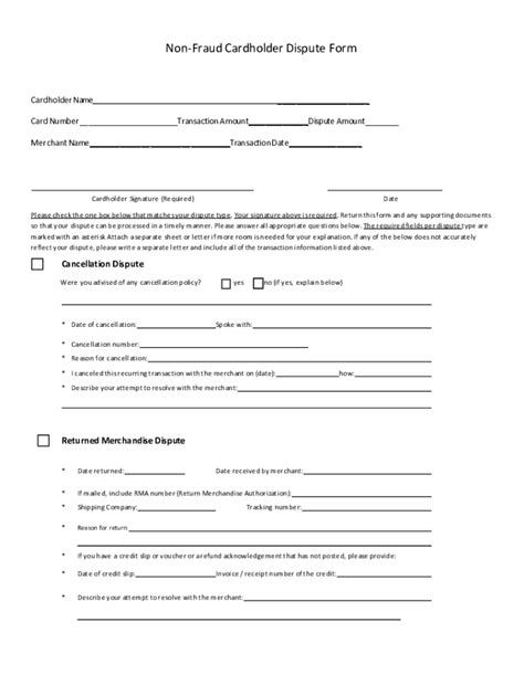 Fillable Online Non Fraud Cardholder Dispute Form Fmbank Fax Email Print Pdffiller