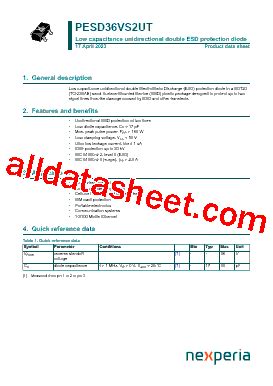 PESD36VS2UT Datasheet PDF Nexperia B V All Rights Reserved