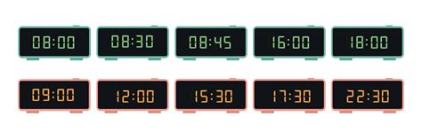 Digital clock, vector illustration. A set of electronic clocks showing ...