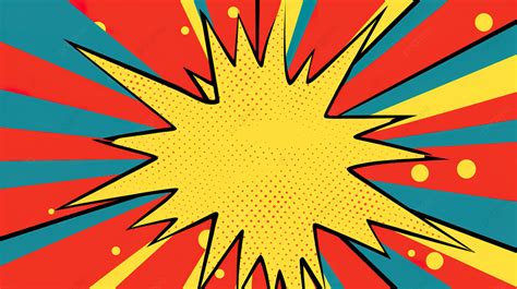 Vibrant Halftone Comic Cartoon Starburst Texture Sunburst Pop Art