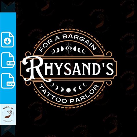 The Rhysand S Tattoo Parlor Logo Is Shown On A Black Background