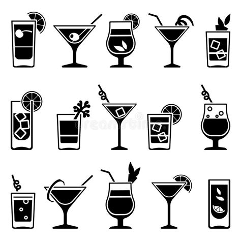 Cocktails And Drinks Vector Black Icons Stock Vector Illustration Of Background Capacity