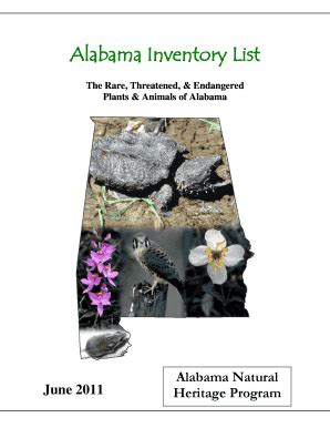 Fillable Online Alnhp Alabama Inventory List Alabama Nature Heritage