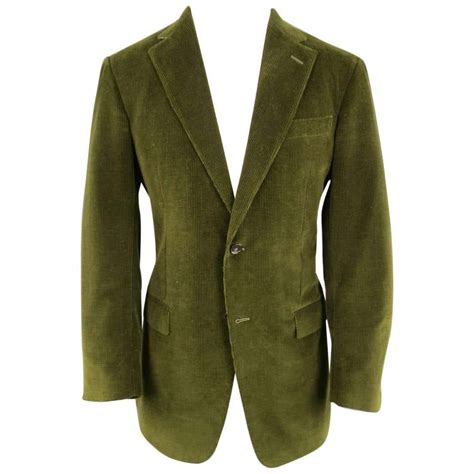 Men S Ermenegildo Zegna 38 Regular Olive Green Corduroy 2 Button Sport Coat At 1stdibs Mens