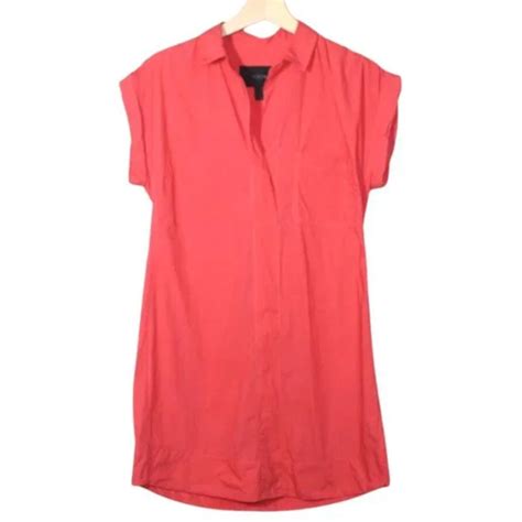 J Crew Womens Shirt Dress Size S Salmon Short Sleeve Depop