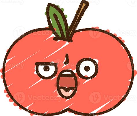 Angry Apple Chalk Drawing 40071675 PNG