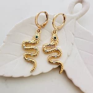 Gold Snake Hoop Earring Endless Hoops Huggies Dangle Earring Simple