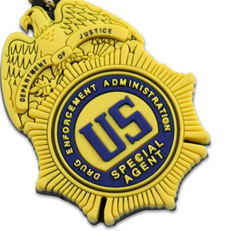 dea badge molded key tag   middle goldblue