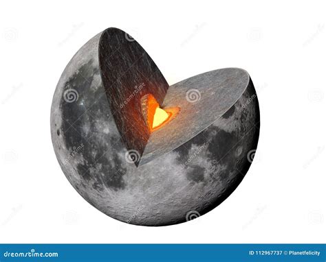 Moon Structure Crust Mantle Core Isolated On White Background 3d