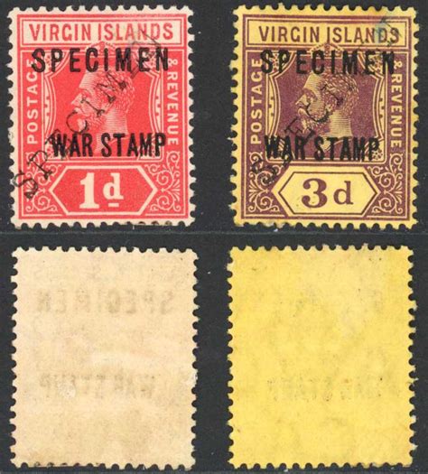 Virgin Is SG78s 9s War Tax Set Of 2 Opt SPECIMEN X TWO M M Mark