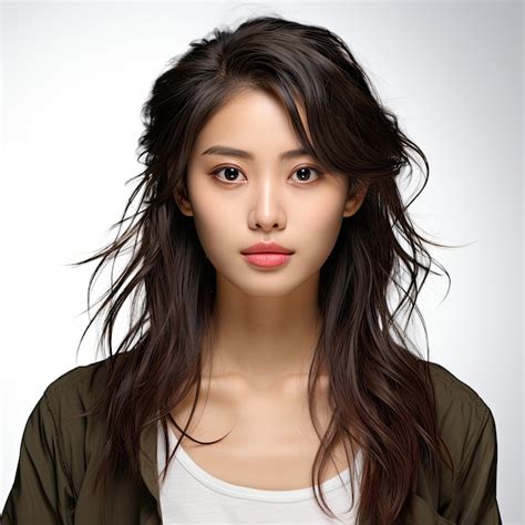 Premium Ai Image Impassive 20yearold Japanese Woman Studio Headshot