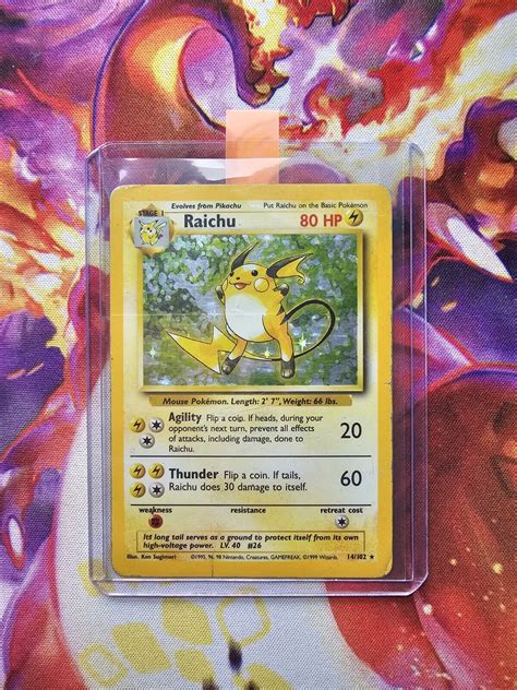 Raichu 14 102 Original Holo Rare Base Set Pokemon Card WOTC 1999