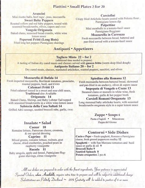 Menu Of Senza In Bayville Nj 08721