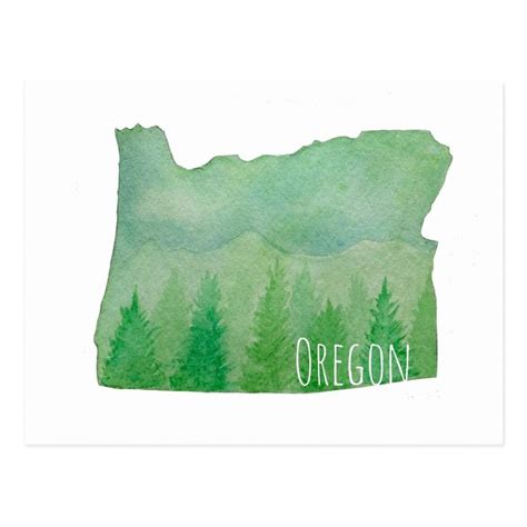 A Watercolor Map Of Oregon With The Word Oregon On Its Bottom Corner