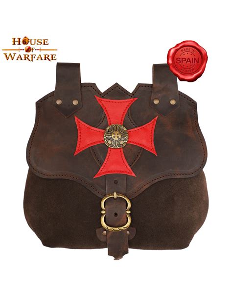 Sac templier médiéval en cuir marron foncé 25 cm Boutique Épées