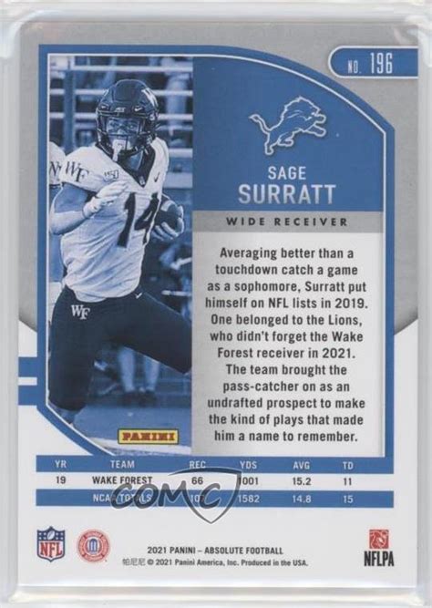 Panini Absolute Rookies Spectrum Blue Sage Surratt Rc