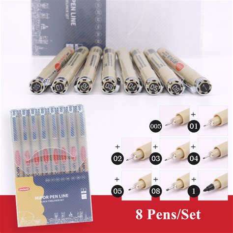 Conjunto de Canetas Micron Fineliner Pretas para Escrita Esboço