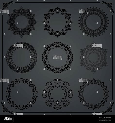 Vintage Set Of Vector Round Elements Different Elements For Decoration