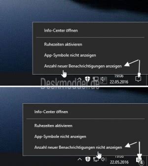 Anzahl Neuer Benachrichtigungen Vom Info Center Aktivieren Deaktivieren
