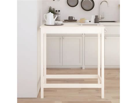 Table De Bar Blanc X X Cm Bois Massif De Pin