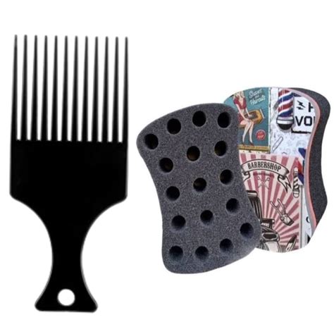 Esponja De Cabelo Crespo - Esponja Nudred E Pente Garfo Black Power Cabelo Crespo Afro | Shopee Brasil