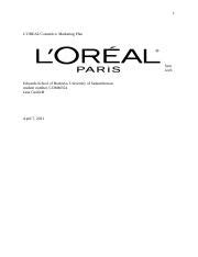 Loreal Marketing Plan Draft Docx L Oreal Cosmetics Marketing Plan