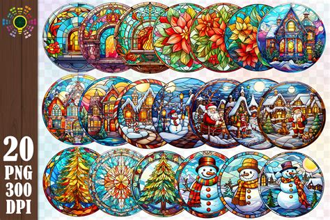 Christmas Stained Glass Clipart Bundle Graphic By Micon Designs