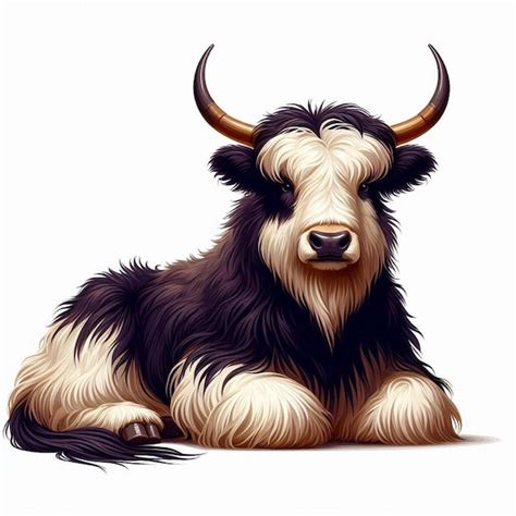 Cute Yak Vector Cartoon Illustration White Background Premium Ai