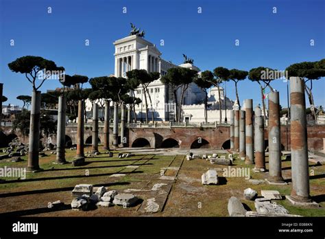 Italy Rome Trajan Forum Basilica Ulpia And Vittoriano Stock Photo