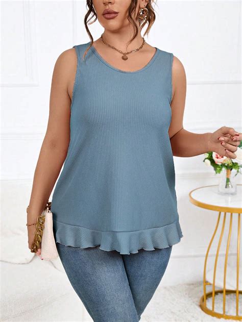 SHEIN LUNE Top tank con encaje en contraste con cordón trasero ribete