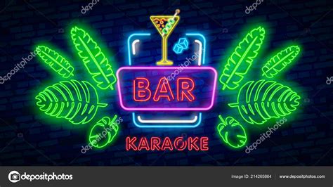 Coctail Bar Neon Logo Design Isolated Black Background Retro Vintage