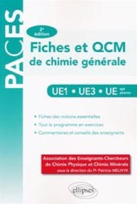 Livre Paces Fiches Et Qcm De Chimie G N Rale Ellipses