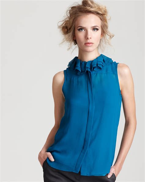 Rachel Zoe Top Woody Sleeveless Ruffle Neck Bloomingdales