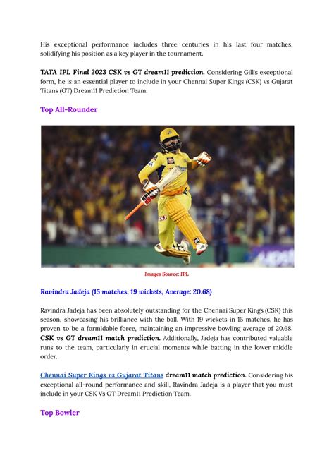 Ppt Tata Ipl Final 2023 Csk Vs Gt Dream11 Prediction Ipl Final 2023