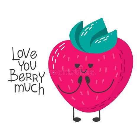 Strawberry Cute Cartoon Character In Love Valentine Day Romantic Love