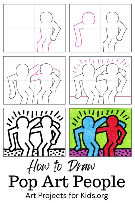 Easy Pop Art Project Tutorial And Coloring Page Haring Art Keith