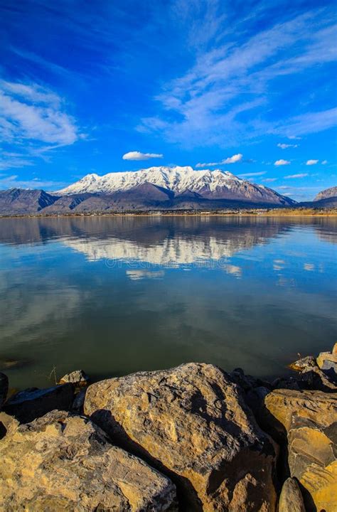 Utah Lake and Mountains stock photo. Image of waterfront - 24195404