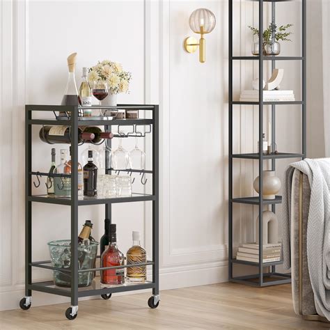 Amazon LAITIMIA 3 Tier Bar Cart Home Bar Serving Cart Rolling