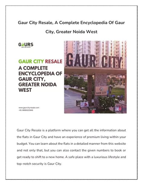 Ppt Gaur City Resale A Complete Encyclopedia Of Gaur City Greater