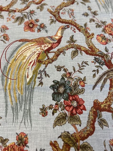 Olana Waverly Pheasant Fabric Bay Leaf Sold By The Yard Etsy