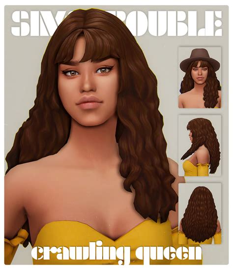 CRAWLING QUEEN By Simstrouble Sims Hair Sims 4 Curly Hair Sims 4