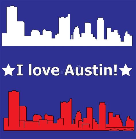 I Love Austintexas City Silhouette Stock Vector Illustration Of